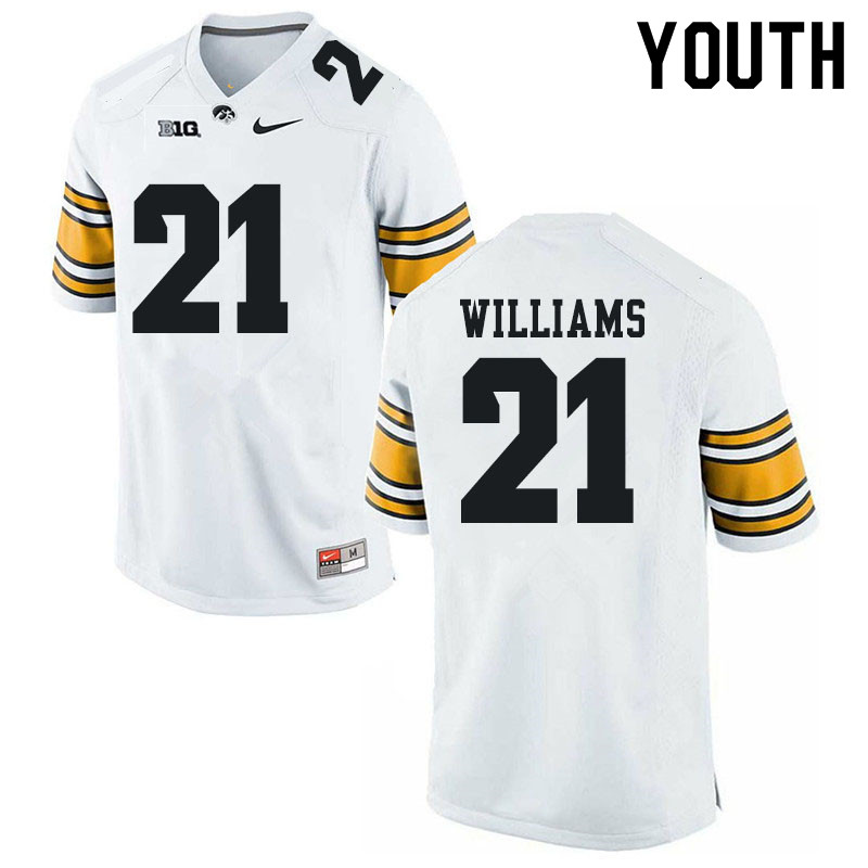Youth #21 Gavin Williams Iowa Hawkeyes College Football Jerseys Sale-White